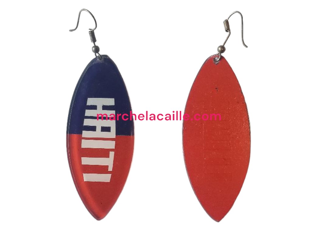 Plastic Diamond Earring with Haitian Flag